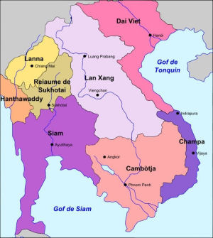 Carte historique du royaume de Lan Xang